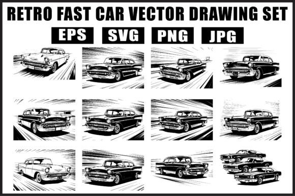 Download Retro Fast Car Vector SVG Bundle - Car vector Collection