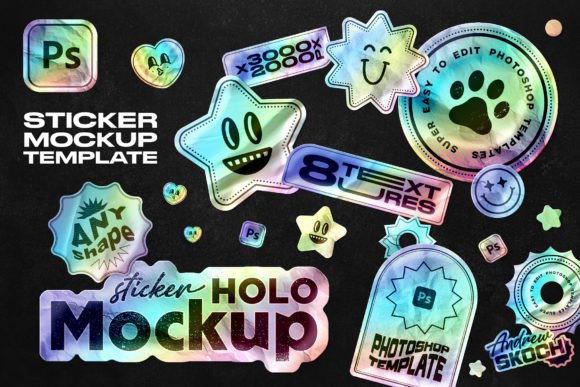 Download Holographic Sticker Mockup - Holographic sticker Collection