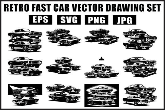 Download Retro Fast Car Vector SVG Bundle - Car vector Collection