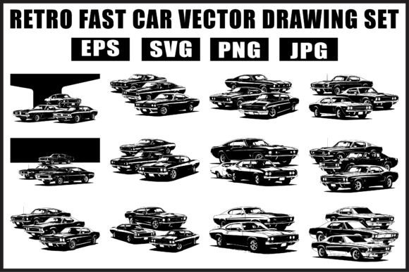 Download Retro Fast Car Vector SVG Bundle - Car vector Collection