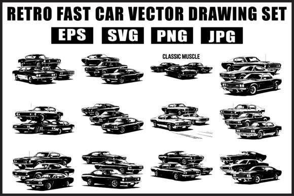 Download Retro Fast Car Vector SVG Bundle - Car vector Collection